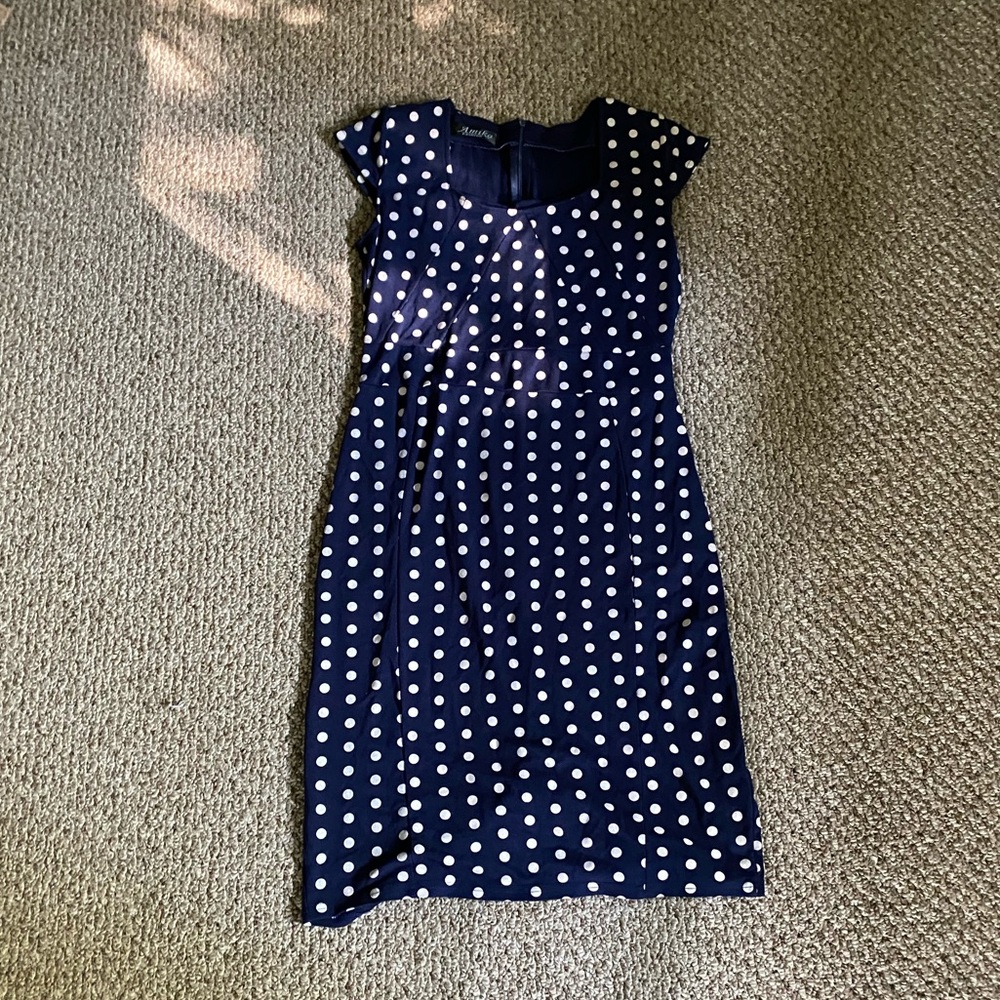 Navy Polka Dot Dress by Amika Fashion